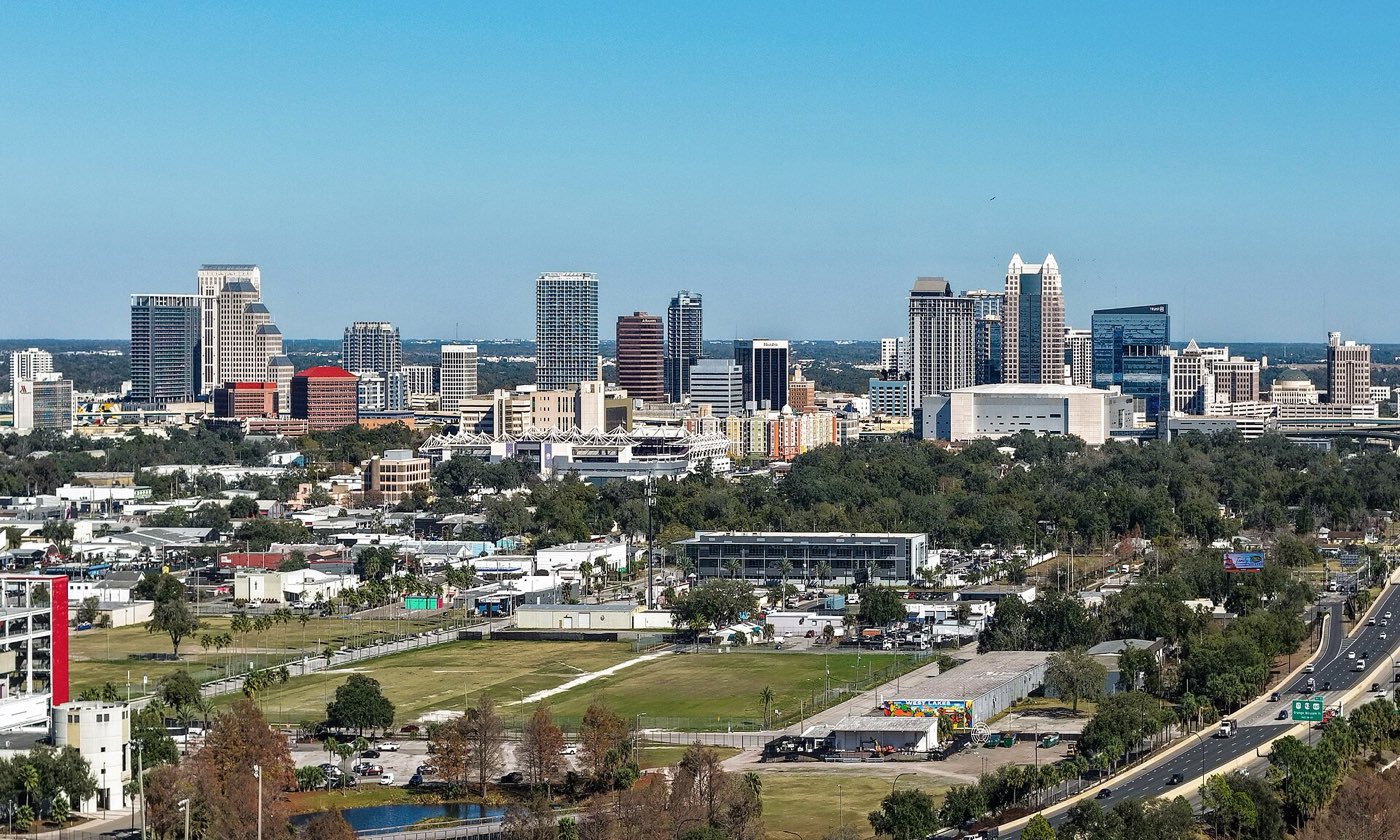 The skyline of downtown Orlando, Florida.