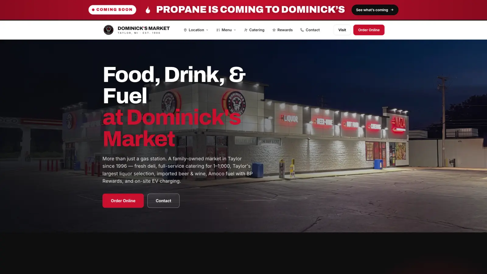 Homepage of Dominick's Market