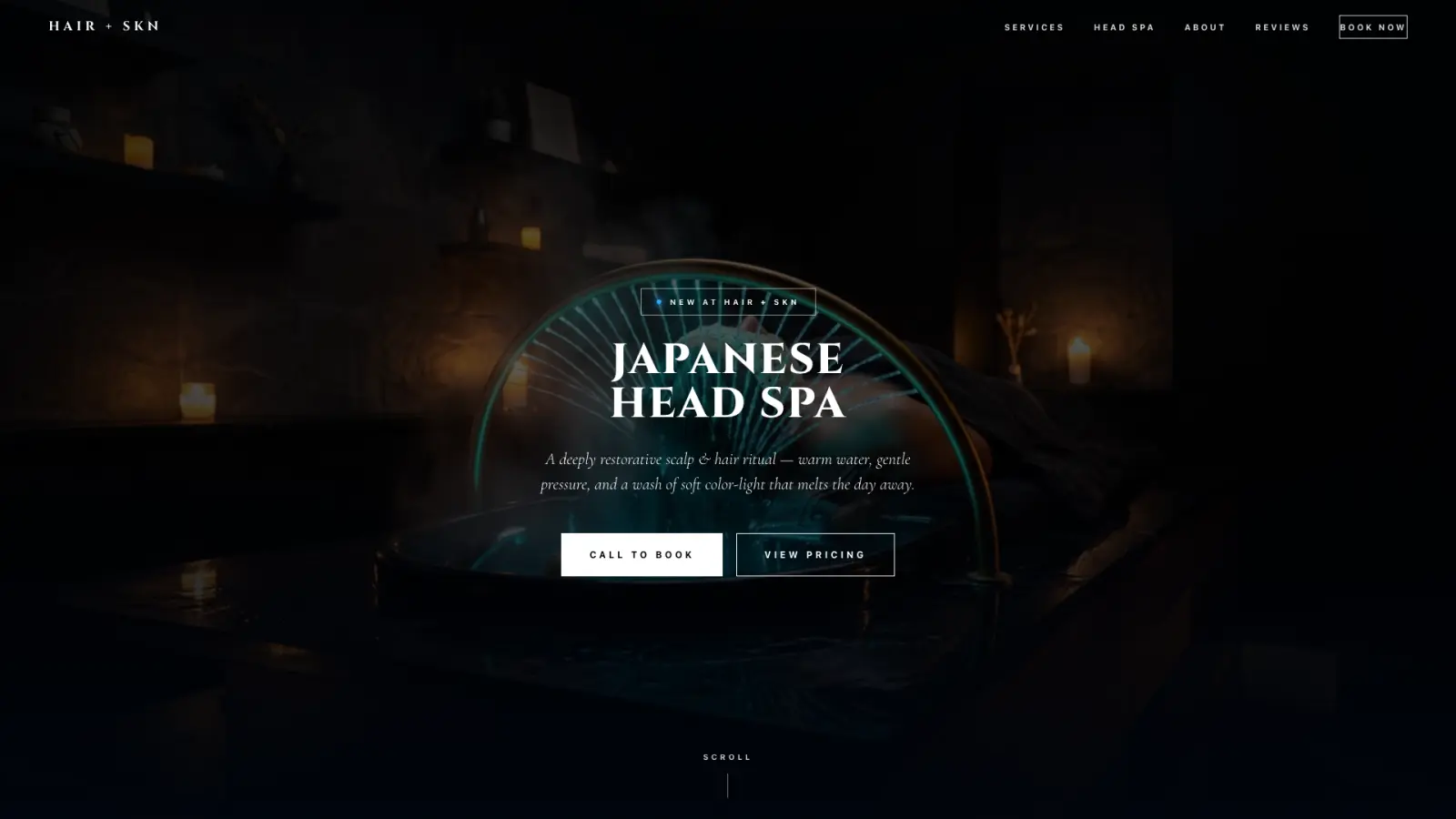 Homepage of Japanese Head Spa at Hair + SKN