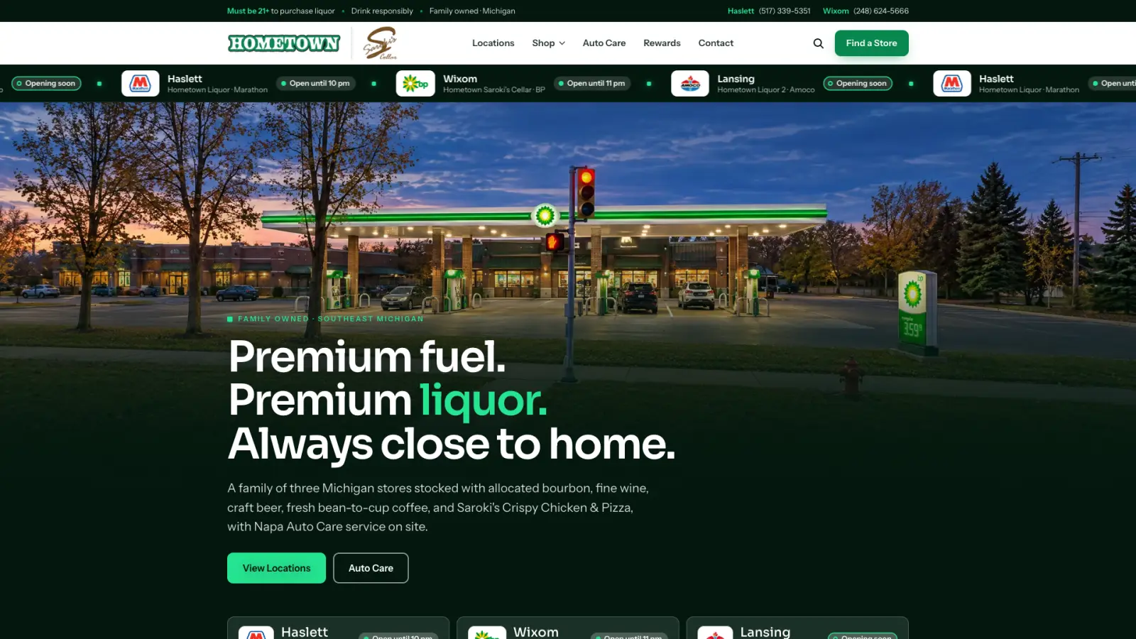 Homepage of Hometown Liquor & Saroki's